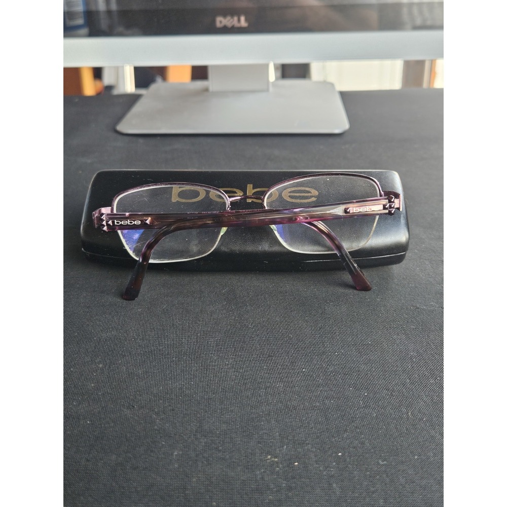 Bebe Tough Cookie BB5127 Plum Semi-Rimless Eyeglass Frames 51-17-140 Case - Picture 6 of 7